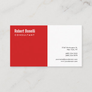 Tarjeta De Visita Minimalista Blanco Rojo Blanco Moderno Tamaño está