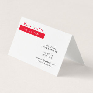 Tarjeta De Visita Minimalista blanco rojo elegante moderno