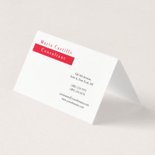 Tarjeta De Visita Minimalista blanco rojo elegante moderno