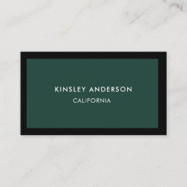 Tarjeta De Visita Minimalista Boutique Emerald Green & Black