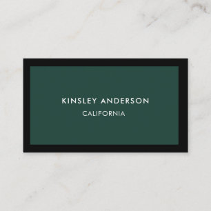 Tarjeta De Visita Minimalista Boutique Emerald Green & Black