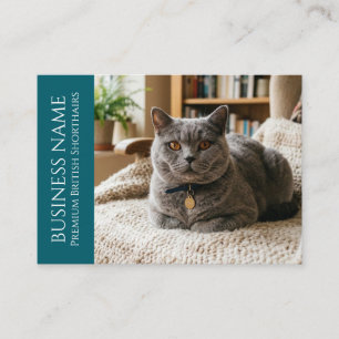 Tarjeta De Visita Minimalista British Shorthair Personalizable