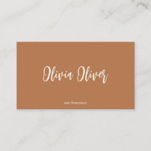 Tarjeta De Visita Minimalista Caligrafía de guión Terracota Boho Mod