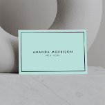 Tarjeta De Visita Minimalista Casa de huéspedes con encanto de lujo<br><div class="desc">Un diseño elegante y refinado eleva el nombre o el nombre de la empresa a través de un estilo minimalista y moderno. El delgado borde negro se basa en un fondo azul/verde menta para dar un toque de lujo a esta clásica plantilla de diseño de tarjetas de visita. © 1201AM...</div>