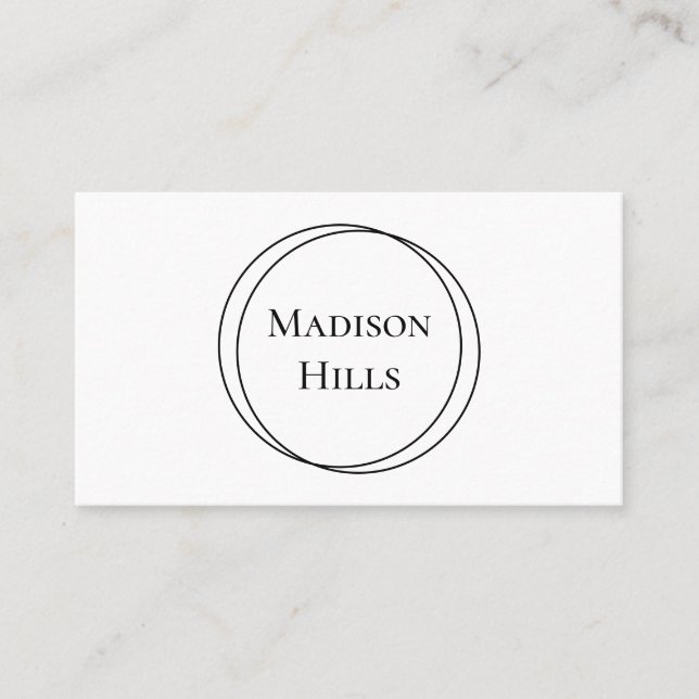 Tarjeta De Visita Minimalista Círculos modernos marco monocromo (Anverso)