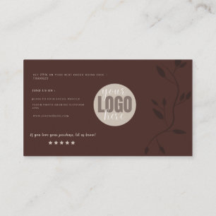 Tarjeta De Visita Minimalista clásico marrón gracias apoyar pequeño