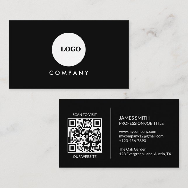 Tarjeta de visita minimalista | código QR (Anverso / Reverso)