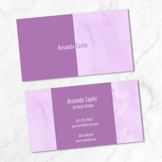 Tarjeta De Visita Minimalista color de agua morado oscuro