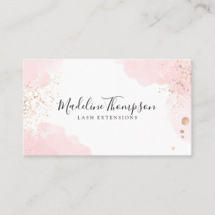 Tarjeta De Visita Minimalista color de agua rosa dorado Splash elega