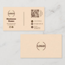 Tarjeta de visita minimalista crema con recompensa