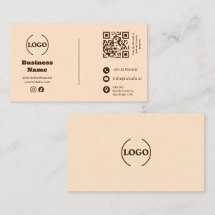 Tarjeta de visita minimalista crema con recompensa