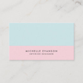 Tarjeta De Visita Minimalista de bloques de colores rosa y azul Aqua