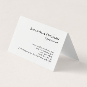 Tarjeta De Visita Minimalista de color blanco puro tradicional