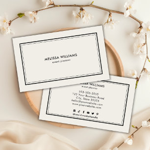 Tarjeta de visita minimalista de Moda negra de mar