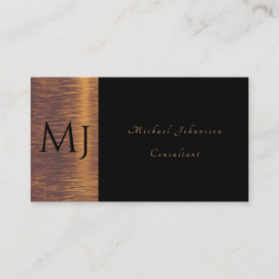 Tarjeta De Visita Minimalista de monograma negro y oro 