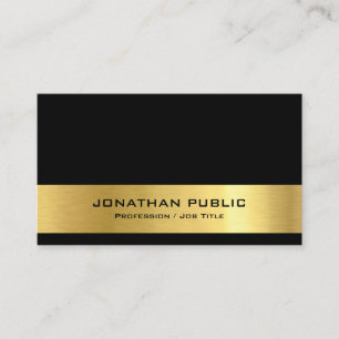 Tarjeta De Visita Minimalista de oro negro elegante y moderno person