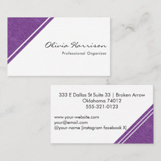 Tarjeta De Visita Minimalista Denim Morado Imprimir Acentos Negocios