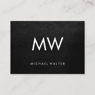 Tarjeta De Visita Minimalista dos letras Monograma Faux Leather