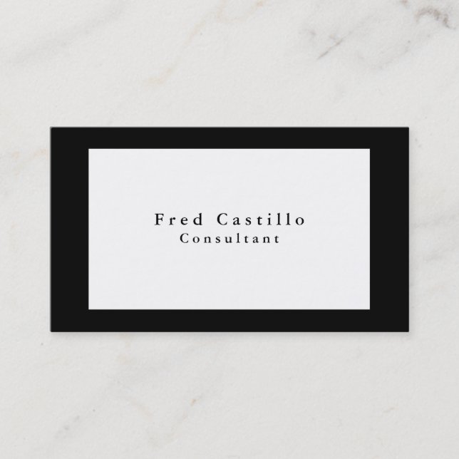 Tarjeta De Visita Minimalista elegante blanco negro moderno (Anverso)