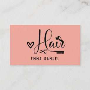 Tarjeta De Visita Minimalista elegante estilista de cabello Coral Me