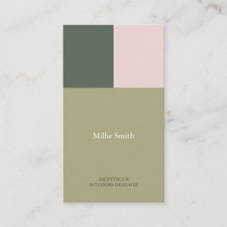 Tarjeta De Visita minimalista elegante moderna geometrica verde rosa