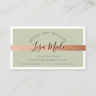 Tarjeta De Visita MINIMALISTA elegante rosa de banda dorada sage ver