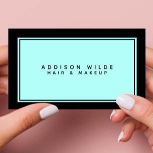 Tarjeta De Visita Minimalista elegante simple negro Verde azulado mo
