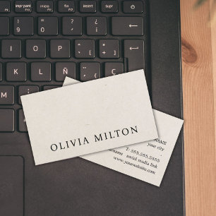 Tarjeta De Visita Minimalista Elegante Textura Beige Negro Negrita