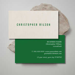 Tarjeta De Visita Minimalista Elegante Textura Beige Verde Consultor
