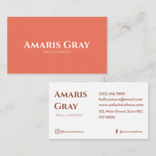 Tarjeta De Visita Minimalista elegante vibrante negrita tipografía d
