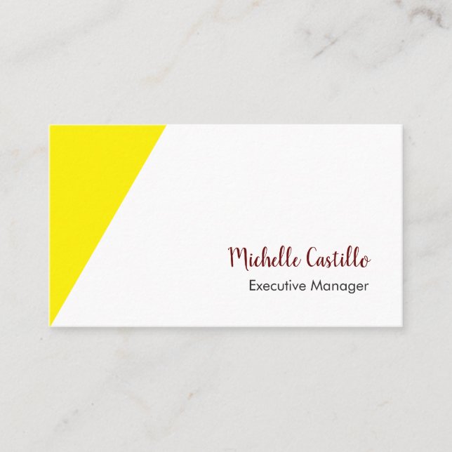 Tarjeta de visita minimalista en blanco amarillo  (Anverso)