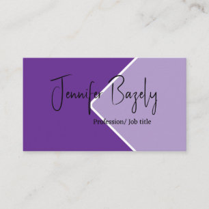 Tarjeta de visita minimalista en negrita morada y 