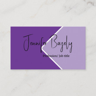 Tarjeta de visita minimalista en negrita morada y 