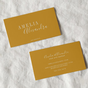 Tarjeta De Visita Minimalista escritura moderna boho chic mostaza am