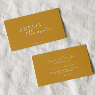 Tarjeta De Visita Minimalista escritura moderna boho chic mostaza am