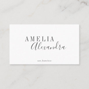 Tarjeta De Visita Minimalista escritura moderna boho chic negro blan