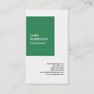 Tarjeta De Visita Minimalista especial de color verde blanco moderno