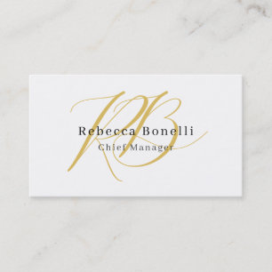 Tarjeta De Visita Minimalista exclusivo moderno color oro monograma