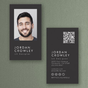 Tarjeta De Visita Minimalista Fresco Moderno Simple Código QR Foto