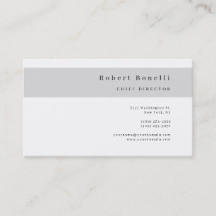 Tarjeta De Visita Minimalista Gris Llano Blanco Moderno