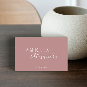 Tarjeta De Visita Minimalista guión moderno Rosa de Moda Boho