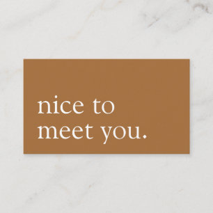 Tarjeta De Visita Minimalista gusto de conocerte saludo al beige mar