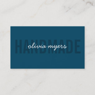 Tarjeta De Visita MINIMALISTA HANDMADE blanco simple aqua azul oscur
