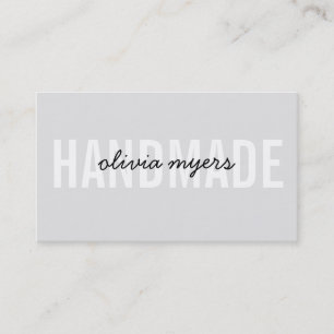 Tarjeta De Visita MINIMALISTA HANDMADE simple blanco pálido gris neg