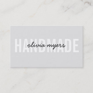 Tarjeta De Visita MINIMALISTA HANDMADE simple blanco pálido gris neg