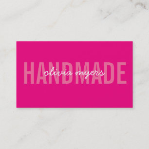 Tarjeta De Visita MINIMALISTA HANDMADE simple bonito blanco rosa cal