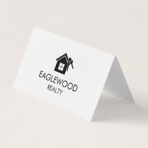 Tarjeta De Visita Minimalista inmobiliario blanco negro doblado