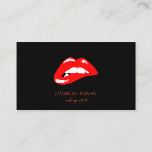 Tarjeta De Visita Minimalista, Labios Negros, Rojos, Artista del Maq