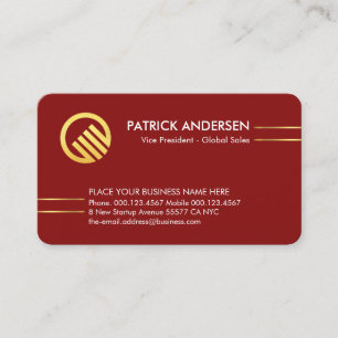 Tarjeta De Visita Minimalista Líneas de Oro CEO Fundador