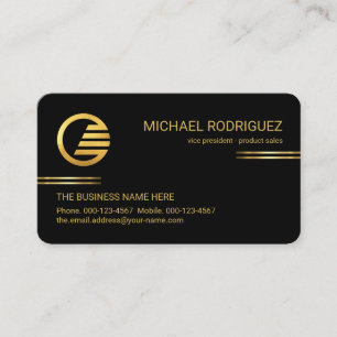 Tarjeta De Visita Minimalista Líneas Doradas CEO
